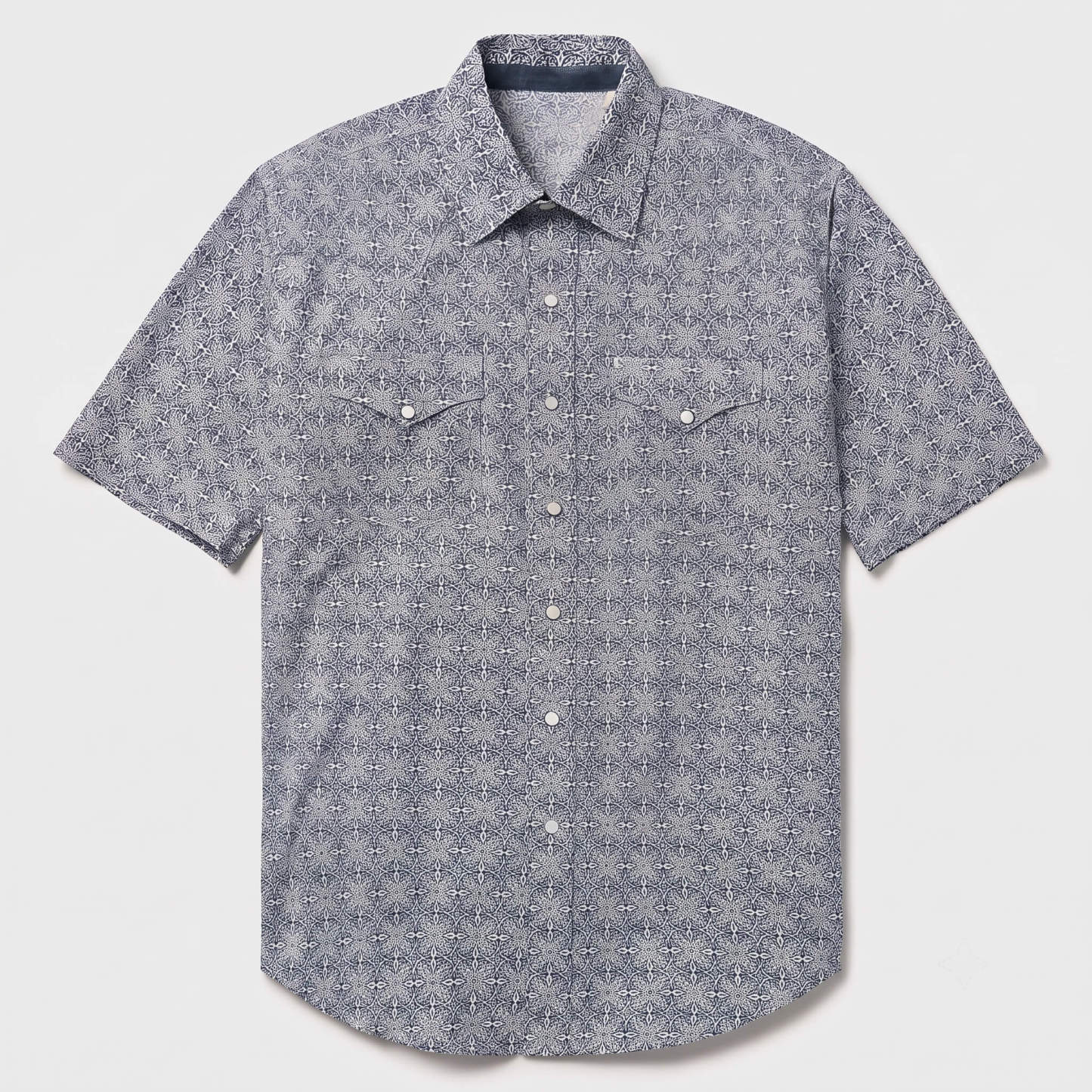 The Indigo Intricacy | Mandala Motif Short Sleeve Western
