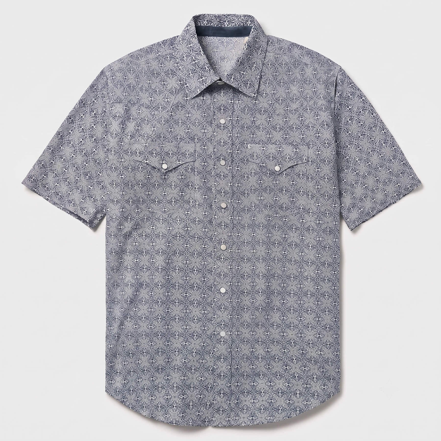 The Indigo Intricacy | Mandala Motif Short Sleeve Western