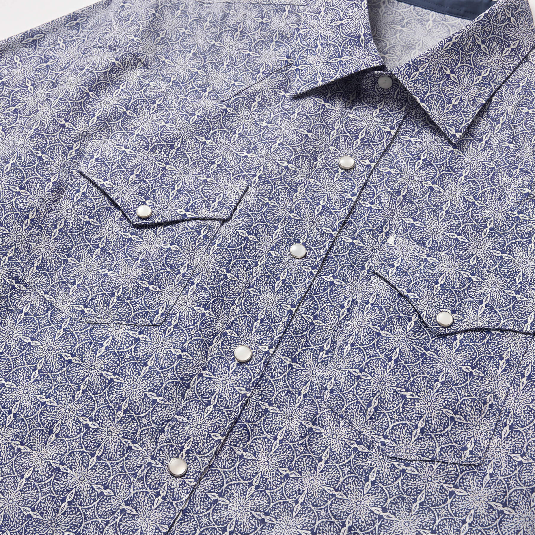 The Indigo Intricacy | Mandala Motif Short Sleeve Western