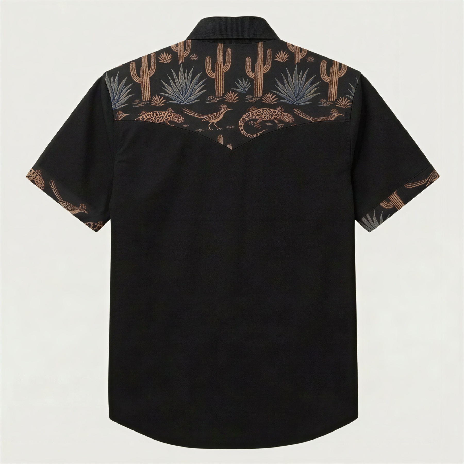 The Sonoran Noir | Mesathread Pro Contrast Panel Short-Sleeve Western Shirt