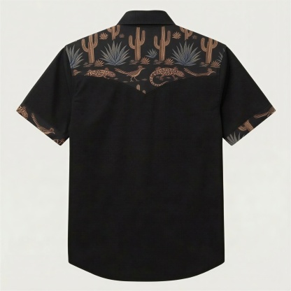 The Sonoran Noir | Mesathread Pro Contrast Panel Short-Sleeve Western Shirt