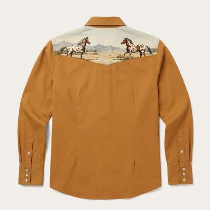 Appaloosa Landscape Western Shirt – Earthy Yellow