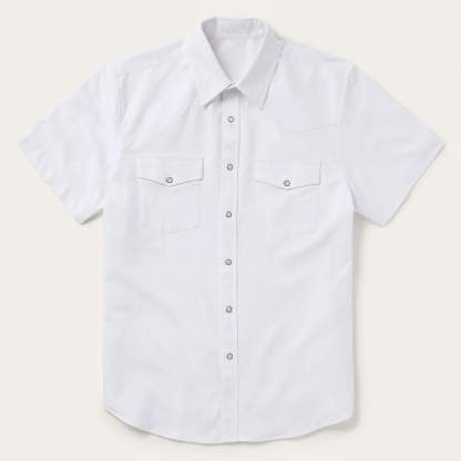 The Alabaster Outlaw | Essential White Canvas Western Shirt