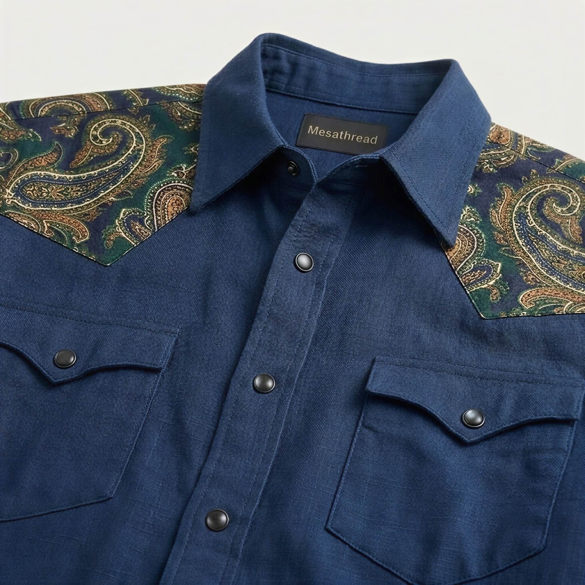 The Maverick Paisley | Contrast Panel Heritage Short-Sleeve Western Shirt