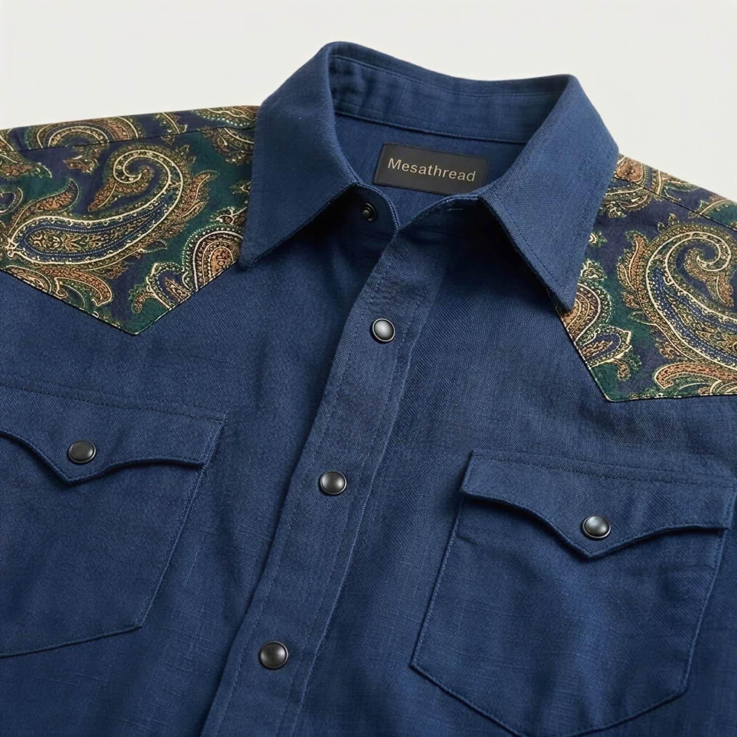 The Maverick Paisley | Contrast Panel Heritage Short-Sleeve Western Shirt