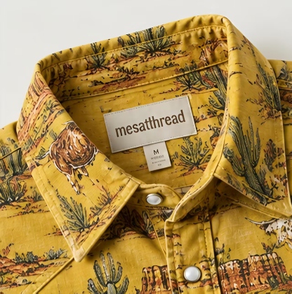 The Golden Longhorn | Vintage Illustrated Rodeo Western Shirt