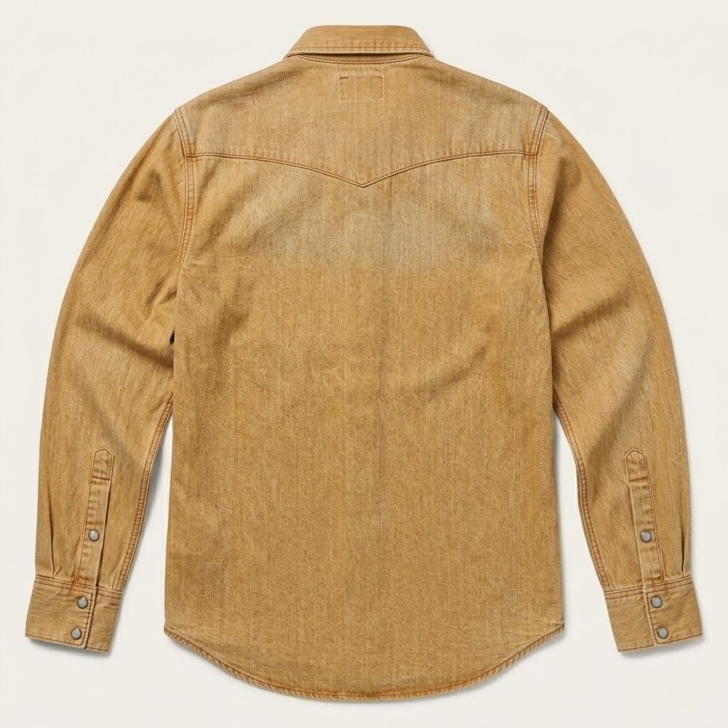 The Canyon Camo | Distressed Ochre Western Snap-Front Shirt