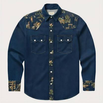 The Rodeo Rambler – Cowboy & Cactus Woven Yoke Western Shirt - Four Colors