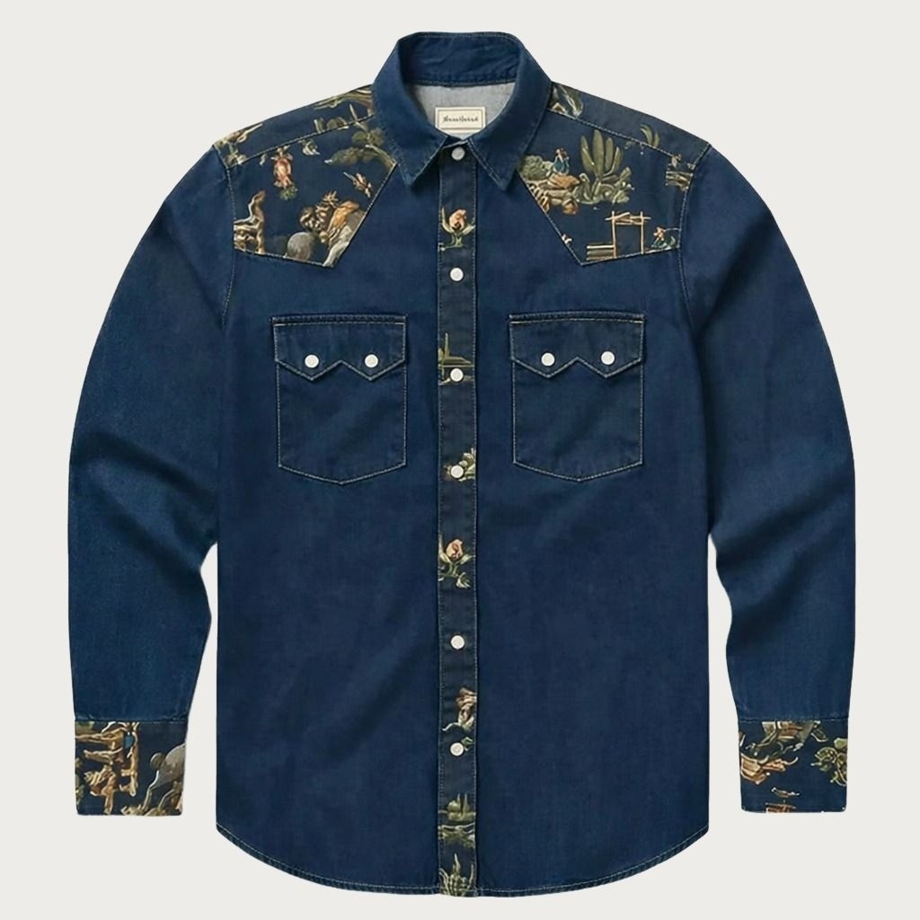 The Rodeo Rambler – Cowboy & Cactus Woven Yoke Western Shirt - Four Colors