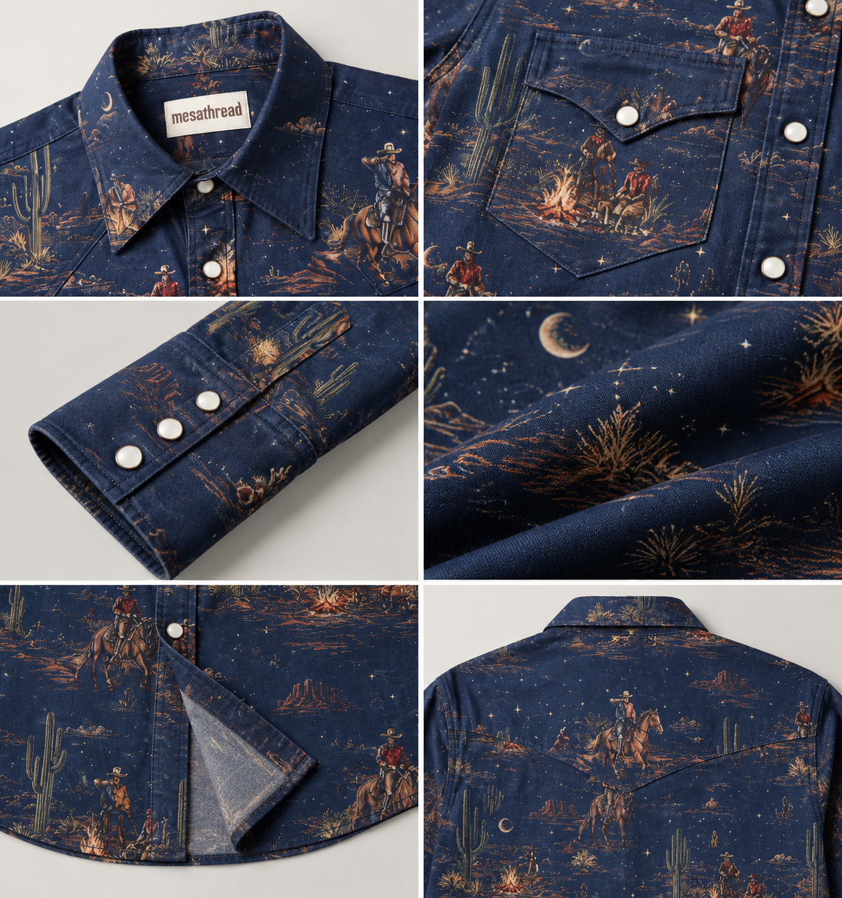 The Midnight Campfire | Vintage Illustrated Rodeo Western Shirt