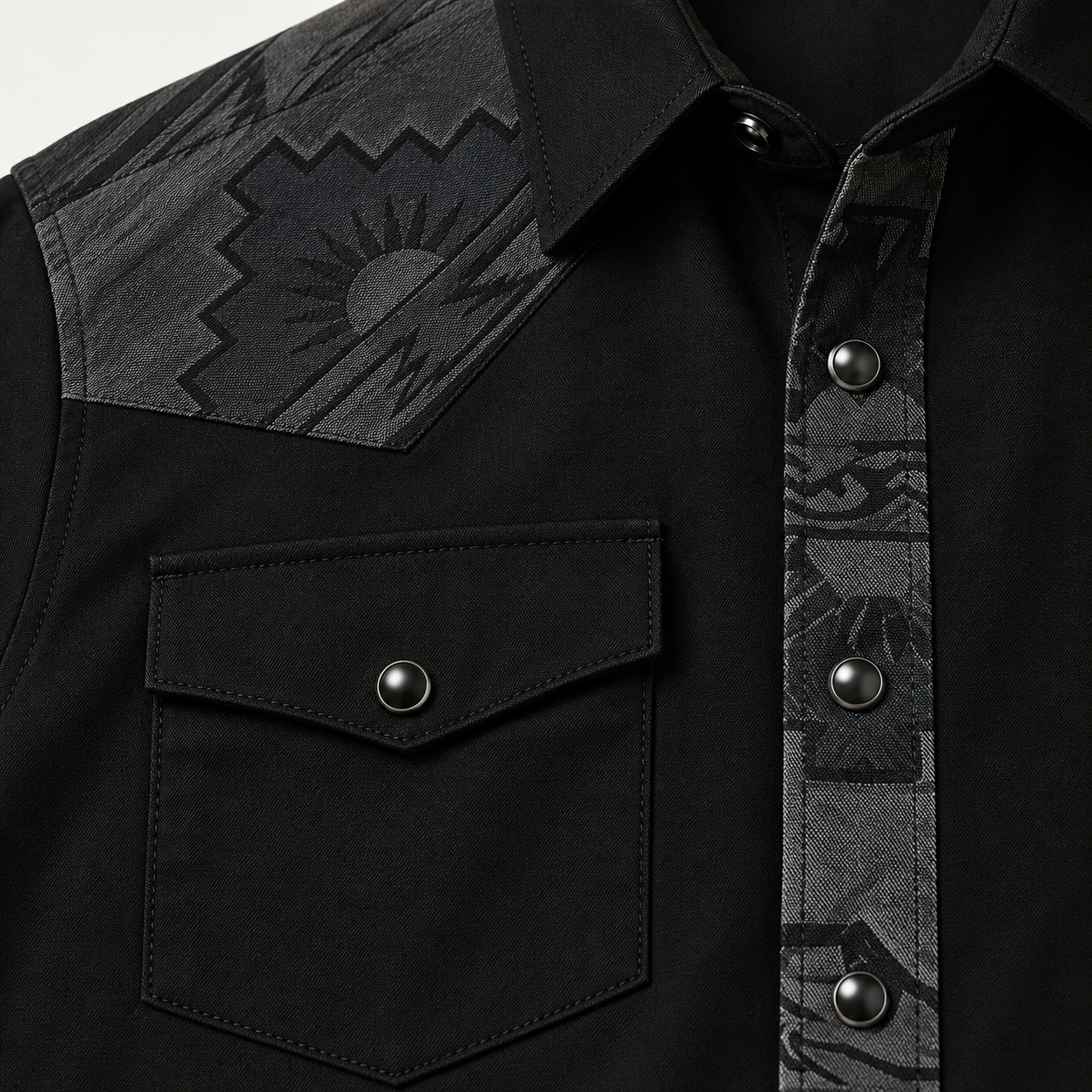 The Obsidian Beacon | Contrast Panel Short Sleeve Western Shirt