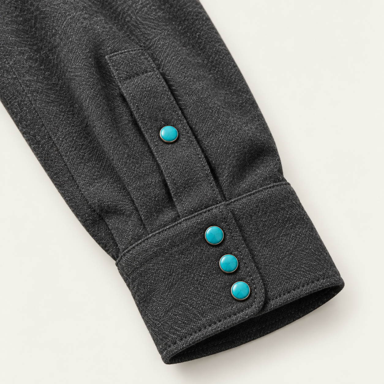 Mesathread Pro | Men's Desert Landscape Charcoal Gray Western Shirt with Turquoise Pearl Snaps