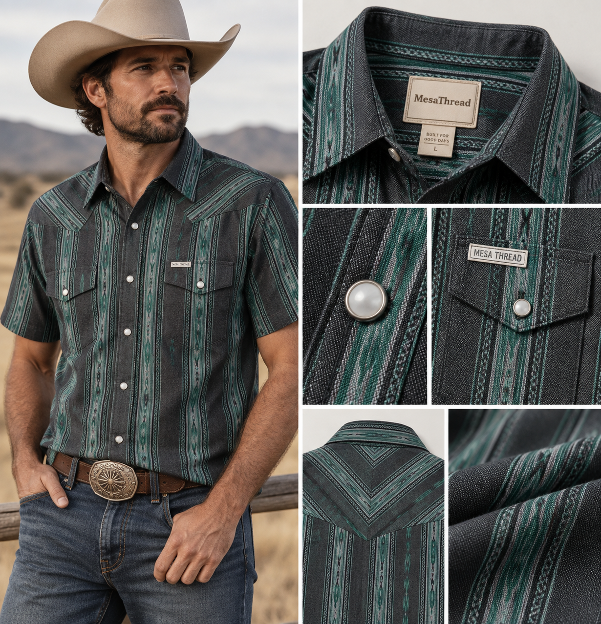 The Midnight Canyon Stripe - Short Sleeve - Dusk Teal