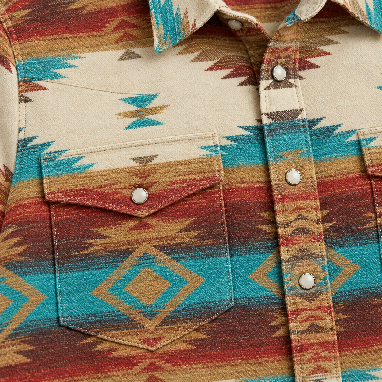 The High Desert Oasis — Cream & Turquoise Horizon - Short Sleeve