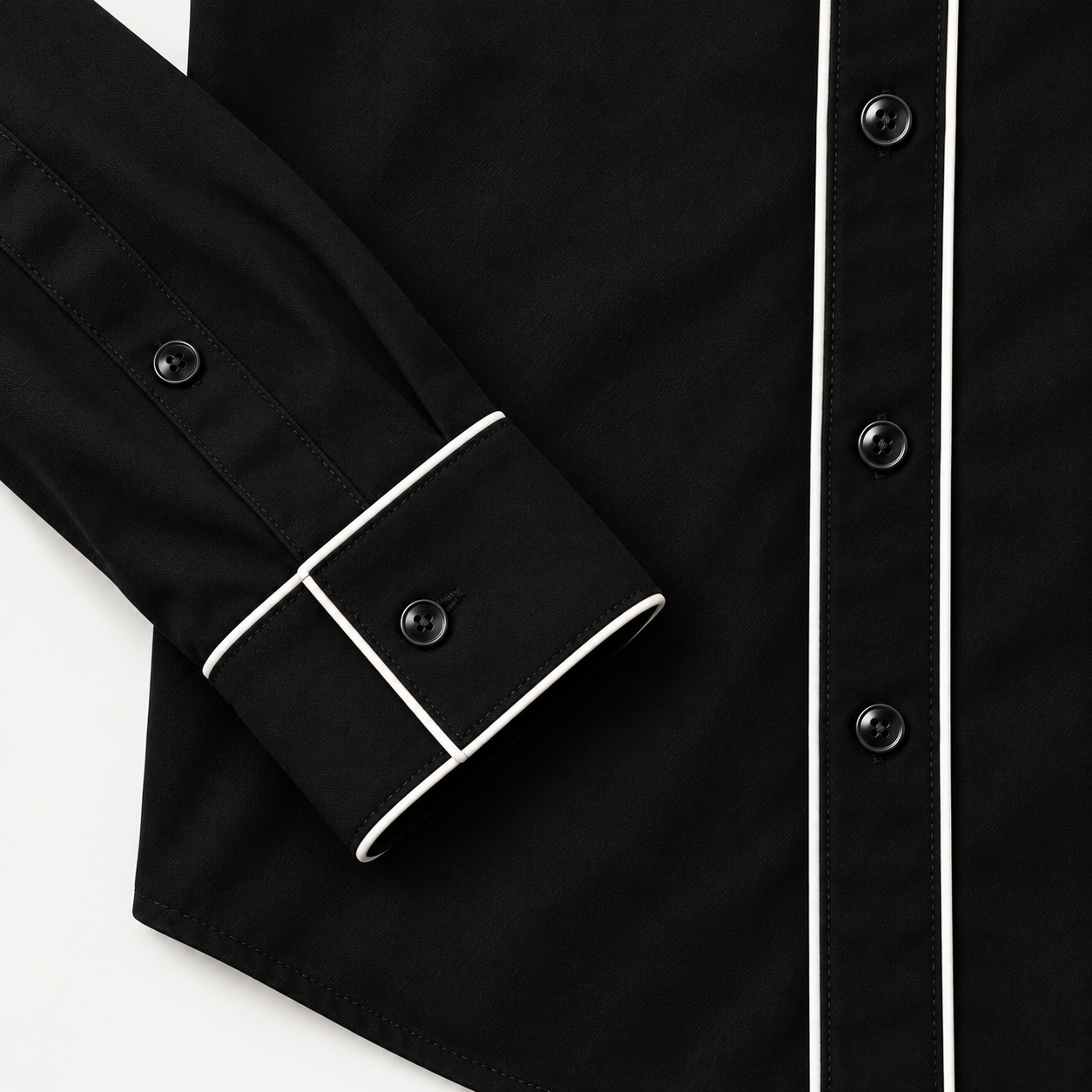 The Obsidian Blade | Black Contrast Piping Western Shirt