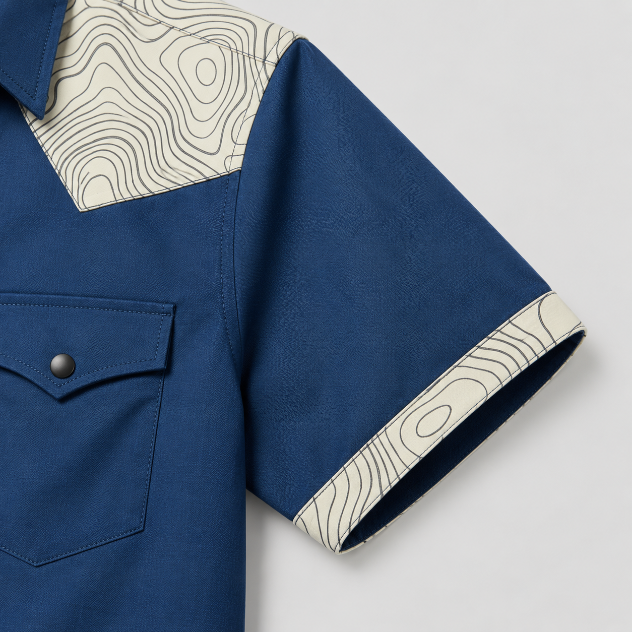 The Indigo Topo | Mesathread Pro Contrast Panel Short-Sleeve Western Shirt