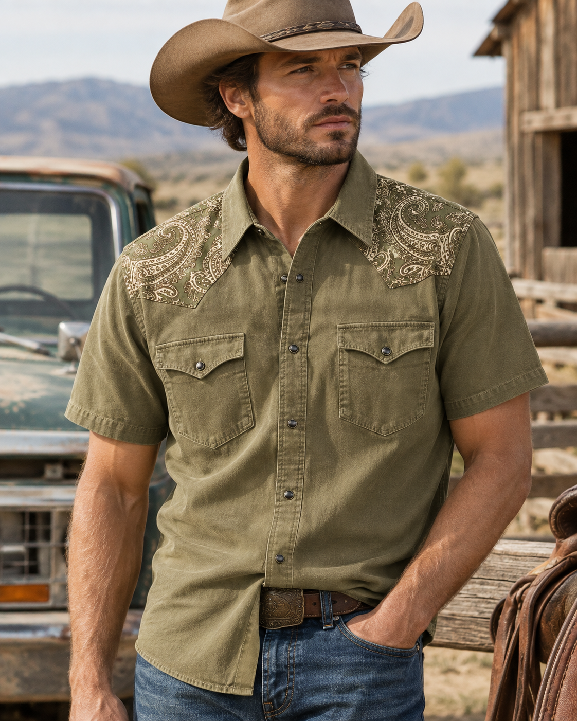 Heritage Serape & Chevron Short Sleeve Western Shirt