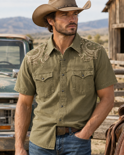 Heritage Serape & Chevron Short Sleeve Western Shirt