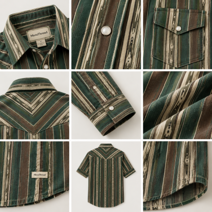 The Wyatt Pearl Snap | Heritage Serape Stripe Short Sleeve Western Shirt - 2
