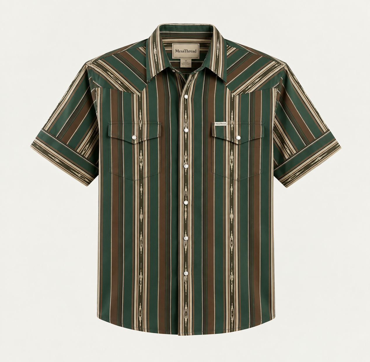 The Wyatt Pearl Snap | Heritage Serape Stripe Short Sleeve Western Shirt - 2