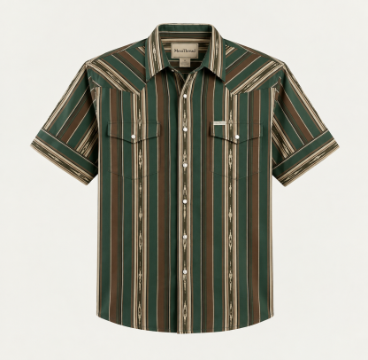 The Wyatt Pearl Snap | Heritage Serape Stripe Short Sleeve Western Shirt - 2