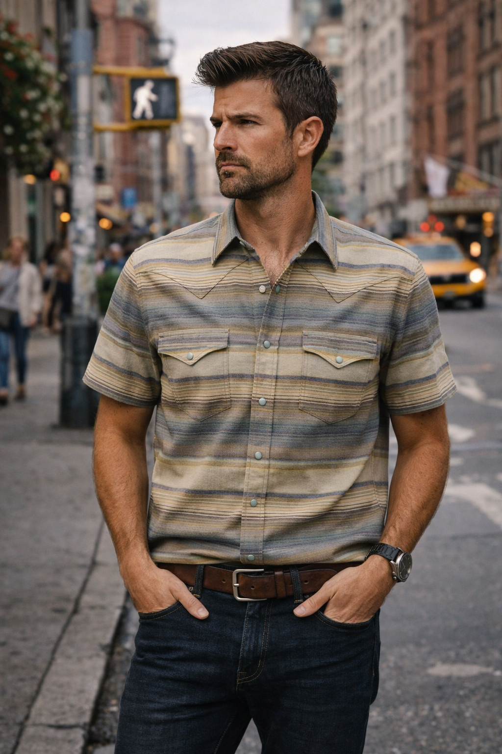 The Badlands Nomad - Heritage Striped Western Short-Sleeved Shirt