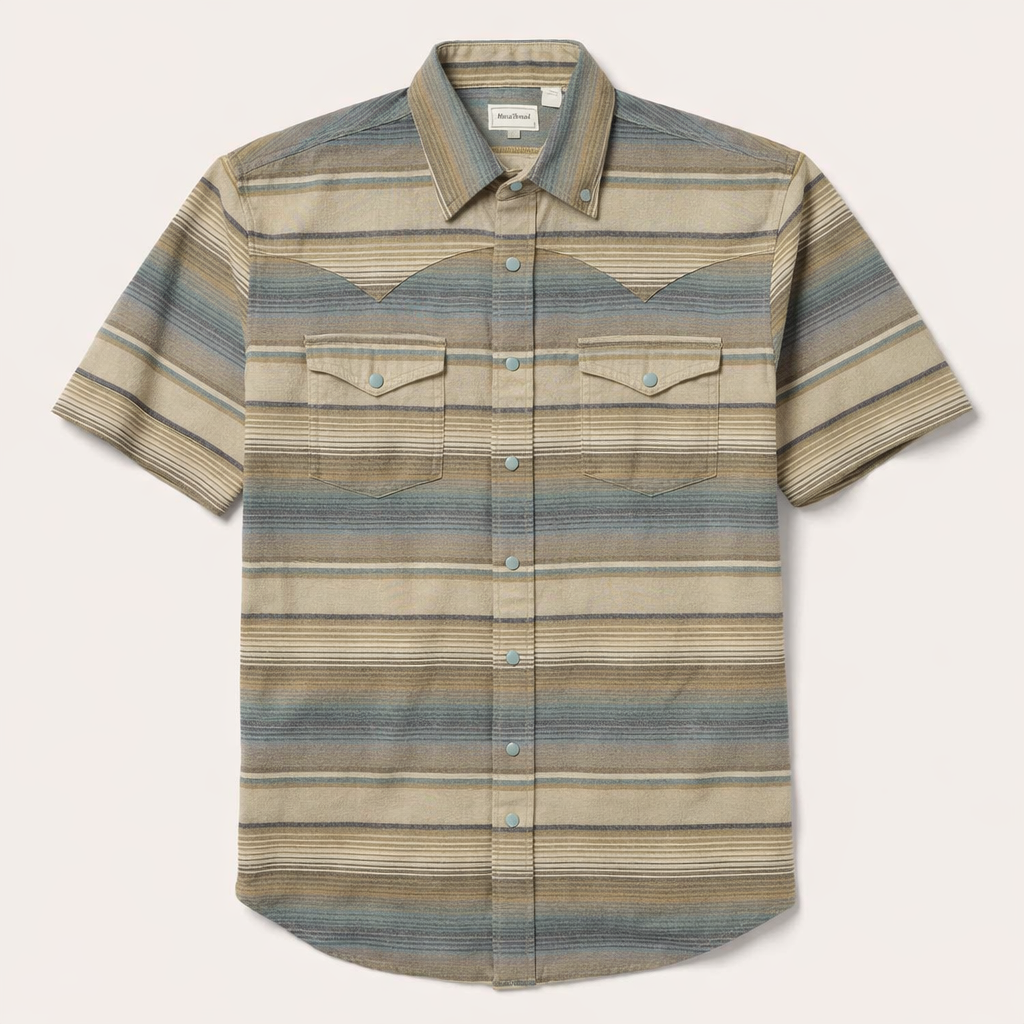 The Badlands Nomad - Heritage Striped Western Short-Sleeved Shirt