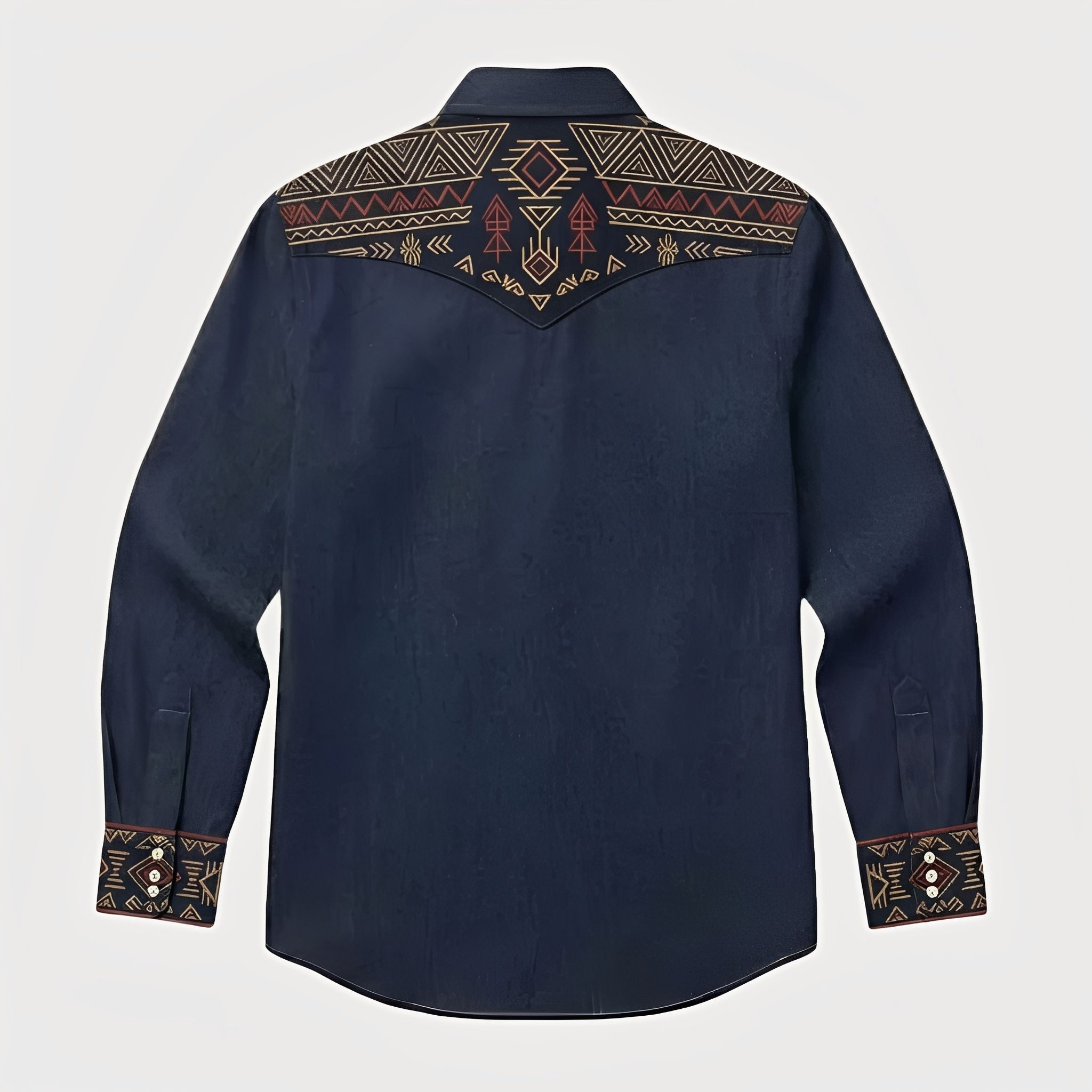 Aztec Totem Geometric Cotton Western Shirt - 4 Prints - Raw Indigo