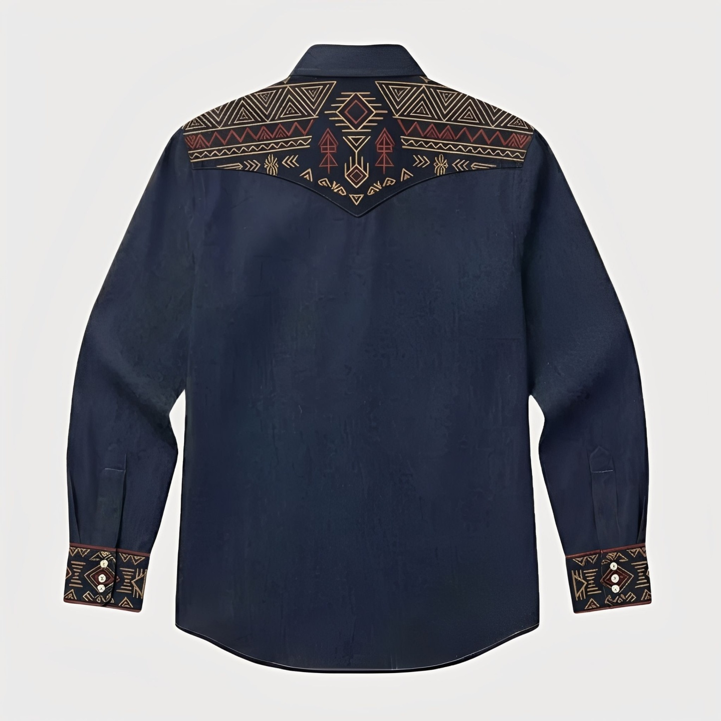 Aztec Totem Geometric Cotton Western Shirt - 4 Prints - Raw Indigo