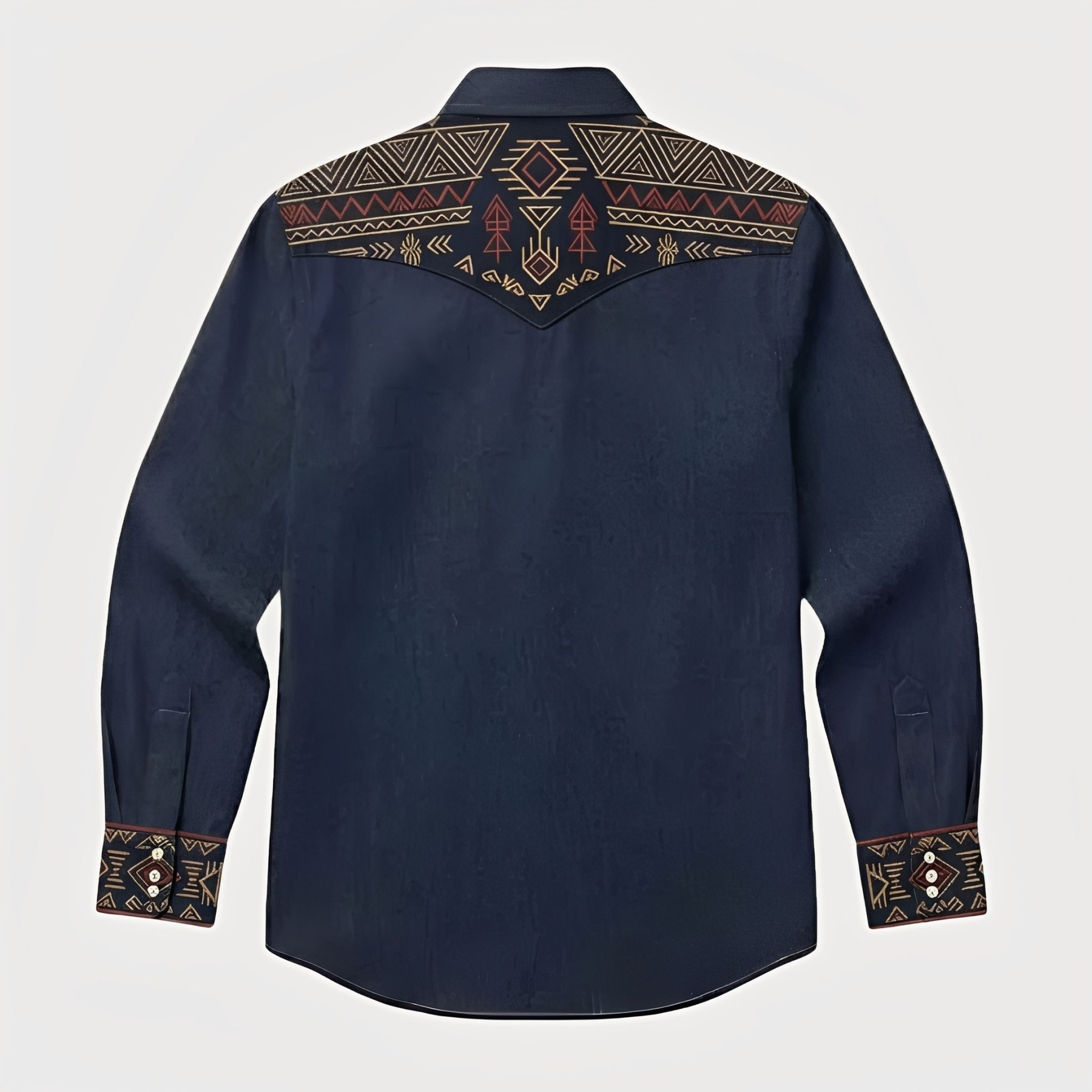 Aztec Totem Geometric Cotton Western Shirt - 4 Prints - Raw Indigo