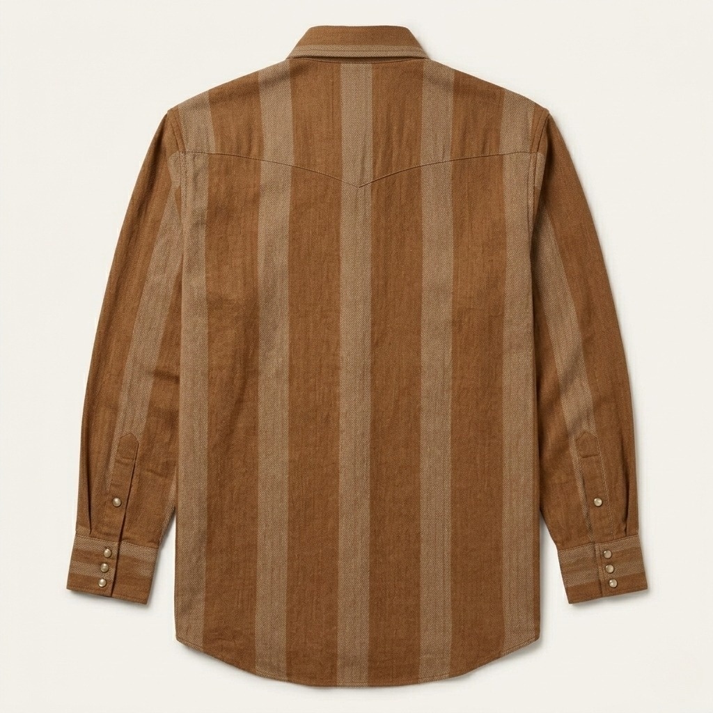 Men’s Western Stripe Premium Cotton Shirt – Tobacco & Herringbone