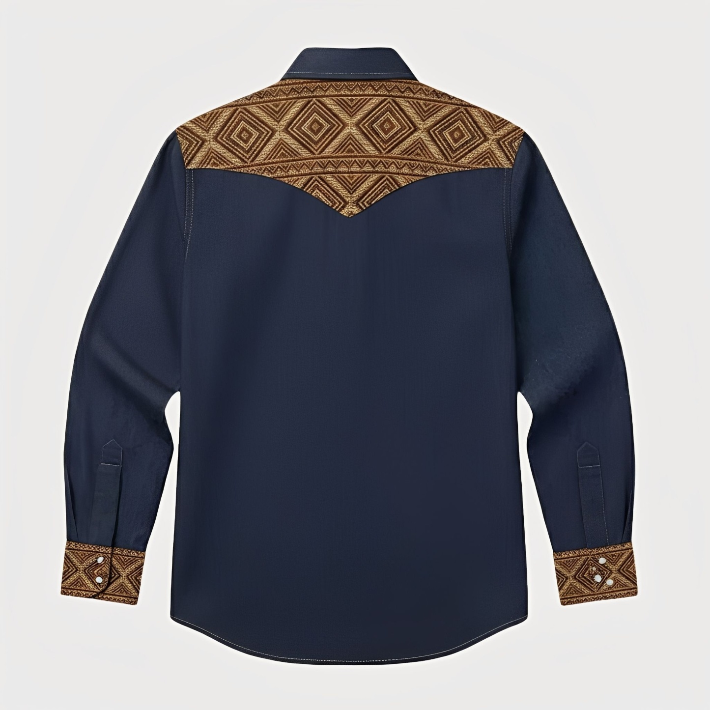 Aztec Totem Geometric Cotton Western Shirt - 4 Prints - Raw Indigo