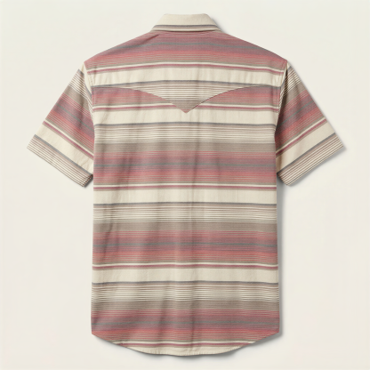 The Sunset Mesa | Serape-Inspired Striped Short Sleeve Western Shirt