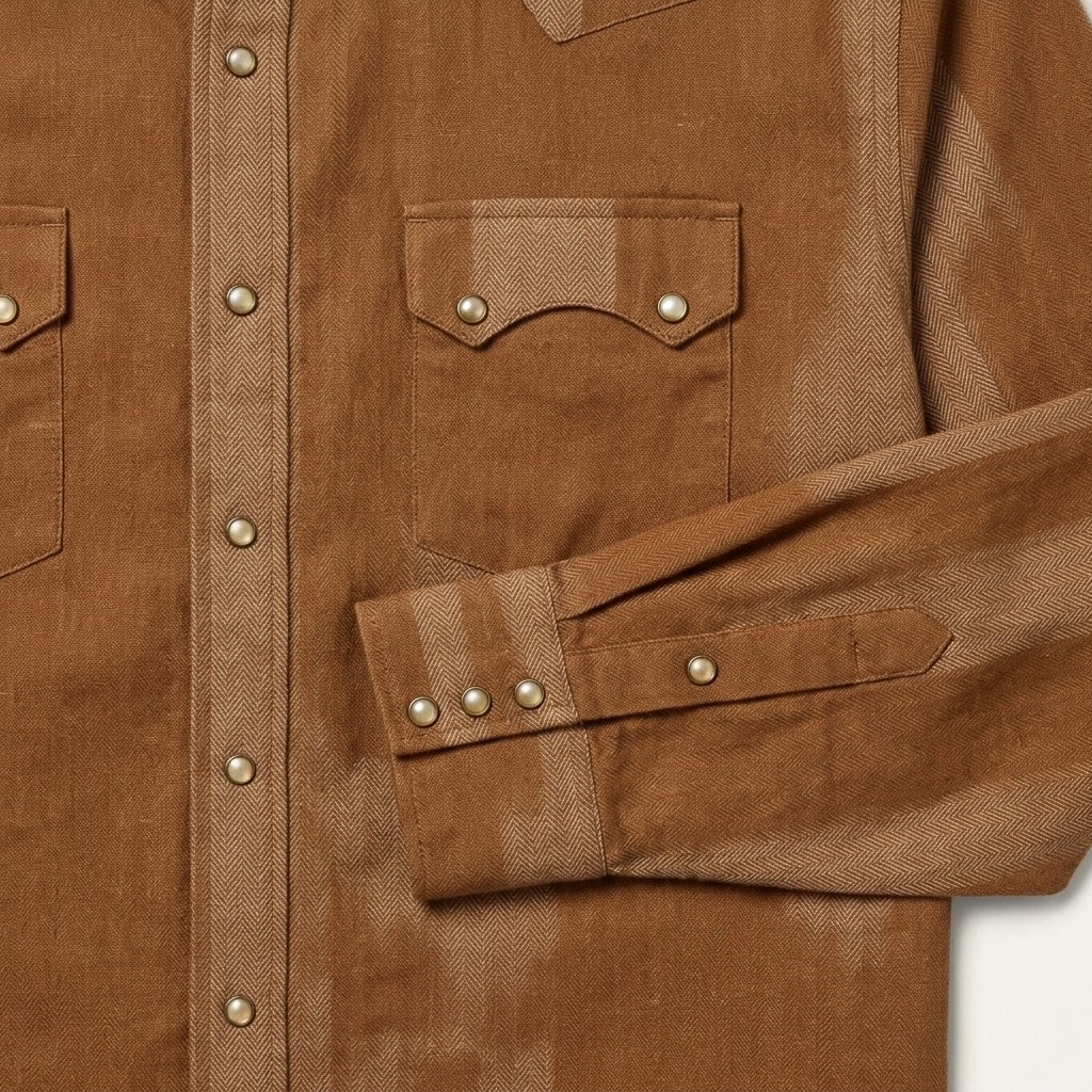 Men’s Western Stripe Premium Cotton Shirt – Tobacco & Herringbone