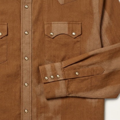 Men’s Western Stripe Premium Cotton Shirt – Tobacco & Herringbone