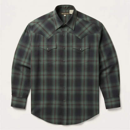 Men’s Western Heritage Cotton Shirt - Pine Plaid