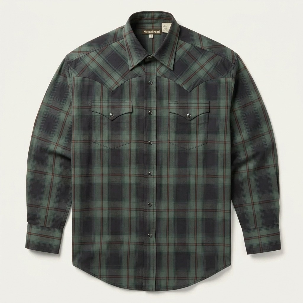 Sand Ombre Plaid Western Shirt