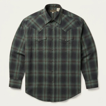 Sand Ombre Plaid Western Shirt