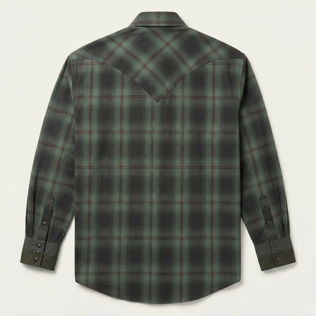 Sand Ombre Plaid Western Shirt