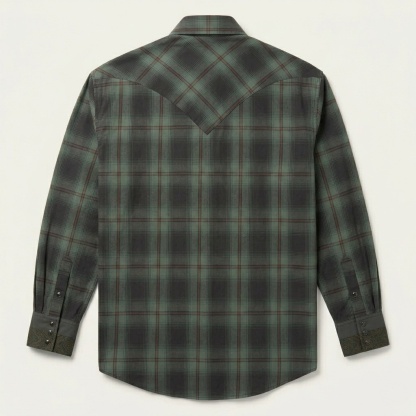 Sand Ombre Plaid Western Shirt
