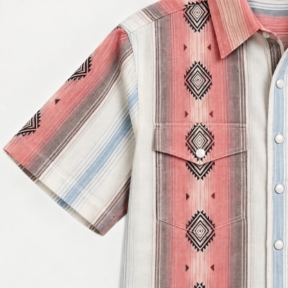 The Wyatt Pearl Snap | Heritage Serape & Chevron Short Sleeve Western Shirt - 2