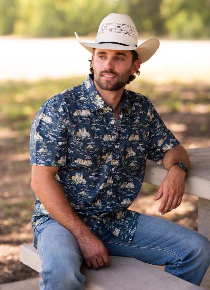 Modern Vintage Desert Novelty Short Sleeve Snap Shirt-MesaThread