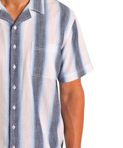Modern Vintage Ombre Striped Short Sleeve Shirt-MesaThread