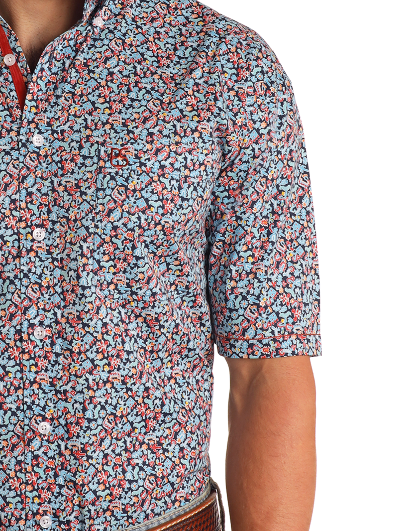 Rough Stock Novelty Geo Short Sleeve Button Down Shirt-MesaThread