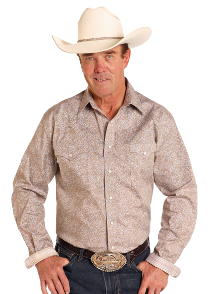 Rough Stock Medallion Paisley Long Sleeve Snap Shirt-MesaThread