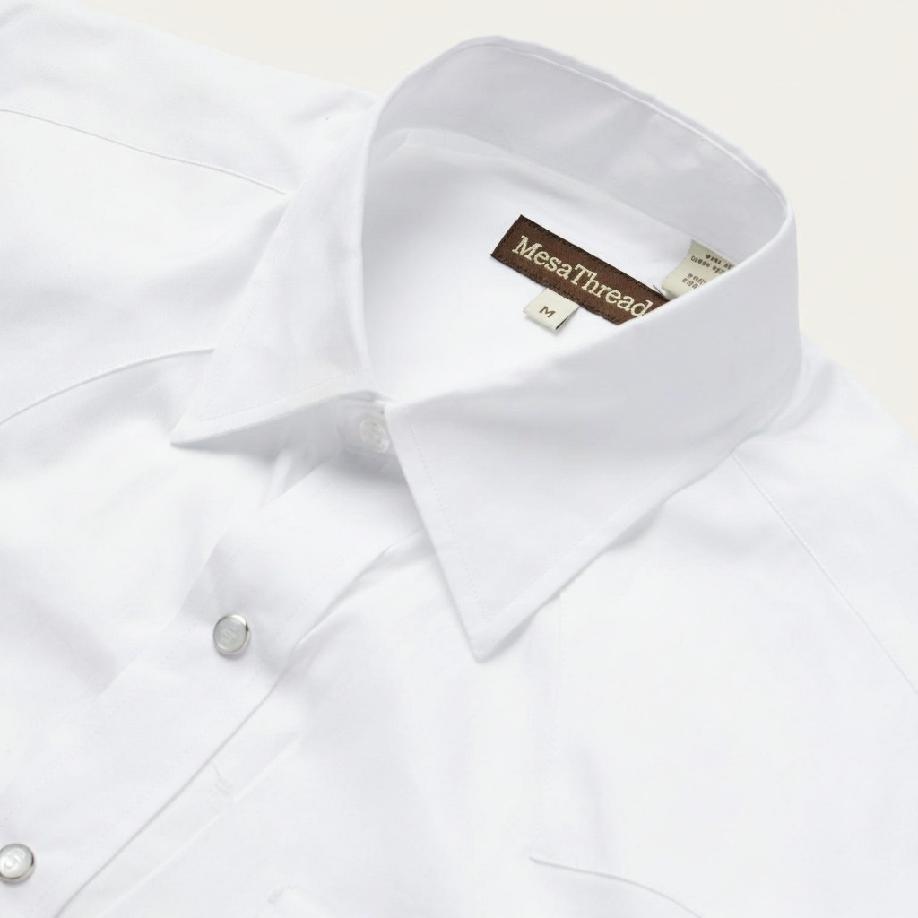 White Pinpoint Oxford Western Shirt-MesaThread