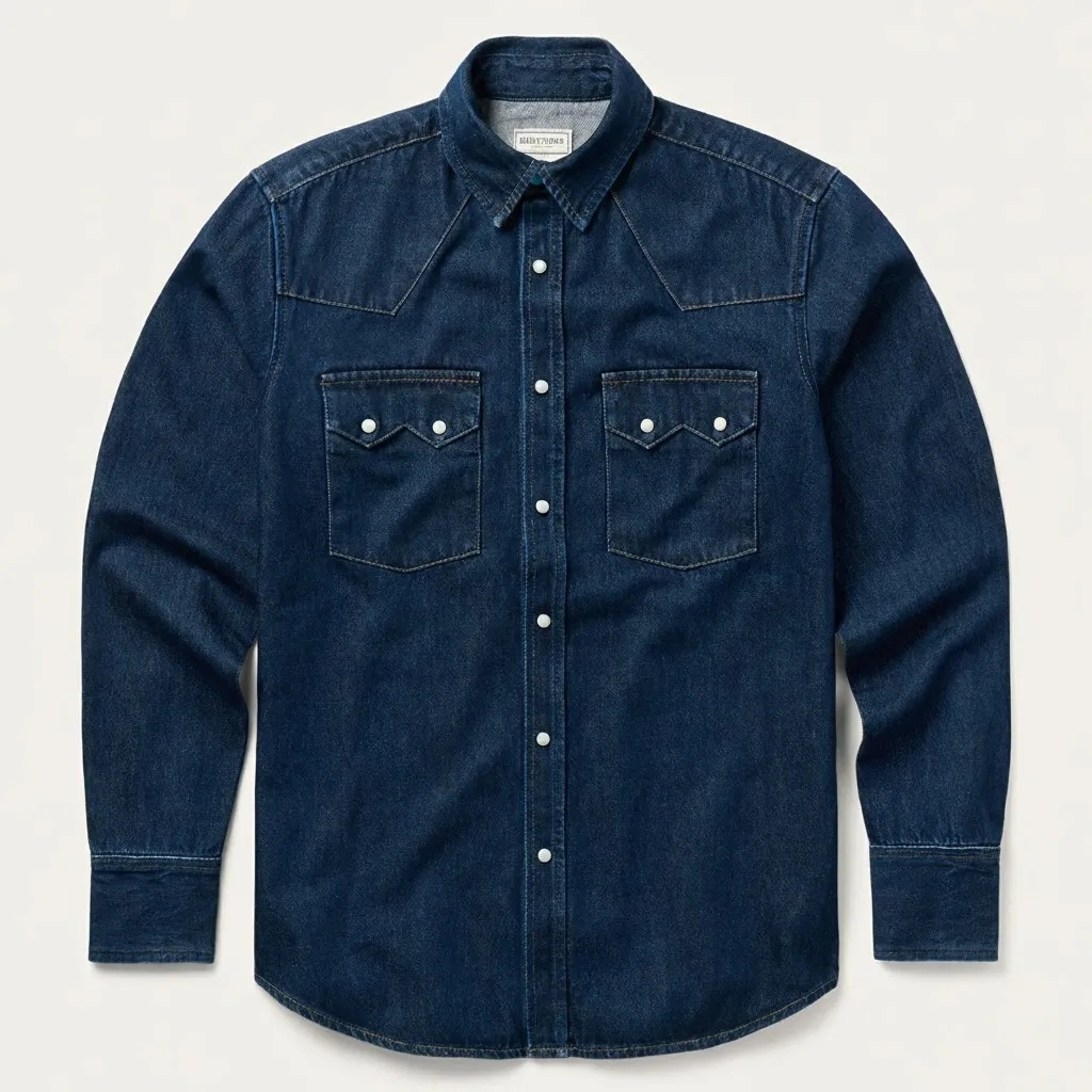 The Indigo Monarch | Heritage Deep-Wash Denim Western Shirt