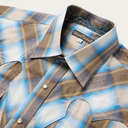 Sandalwood Ombre Plaid Western Shirt-MesaThread