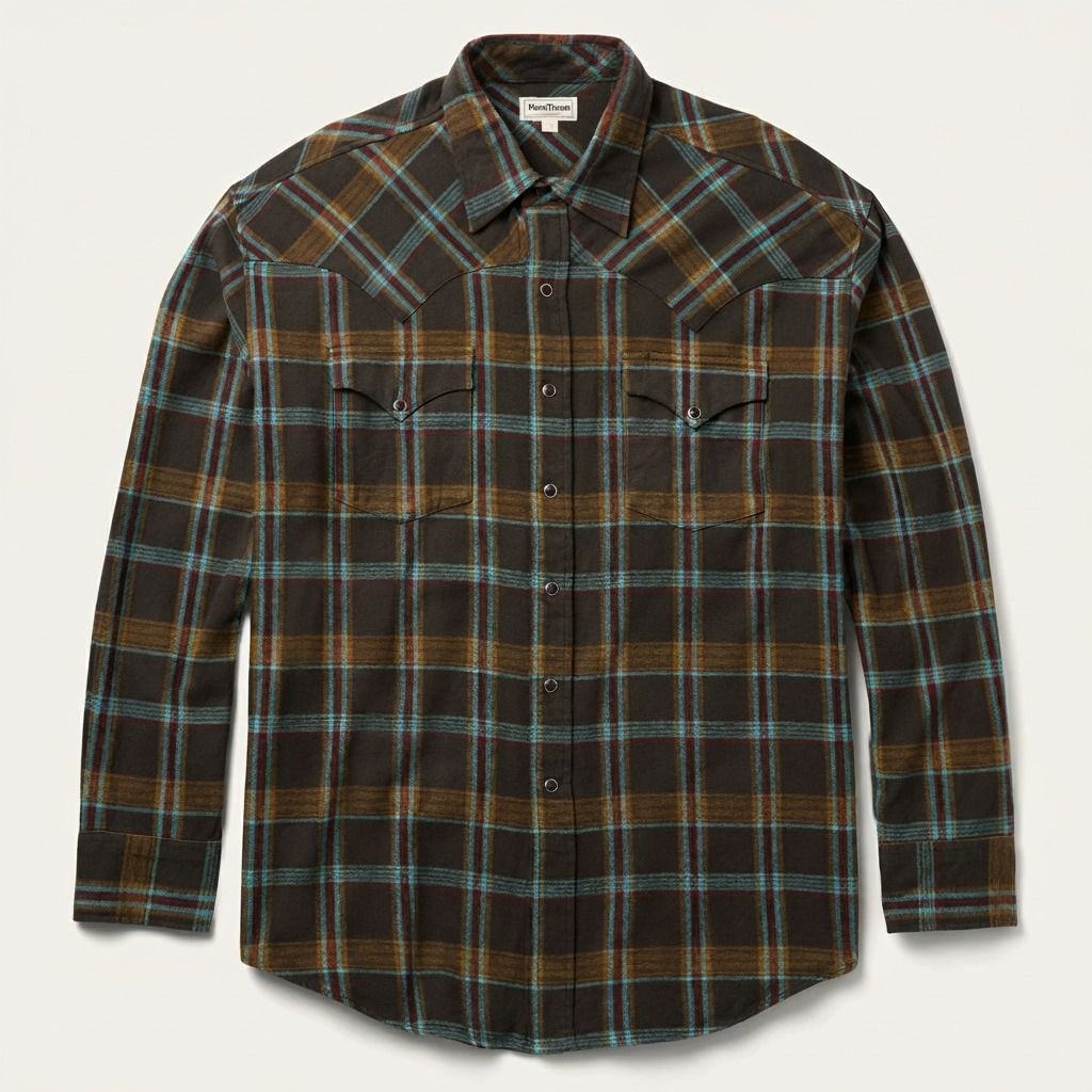 The Autumn Frontier | Multi-Tone Plaid Bias-Cut Western Shirt