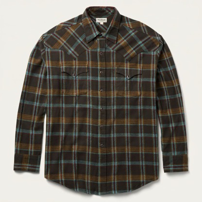 Brushed Twill Plaid Western Shirt-MesaThread